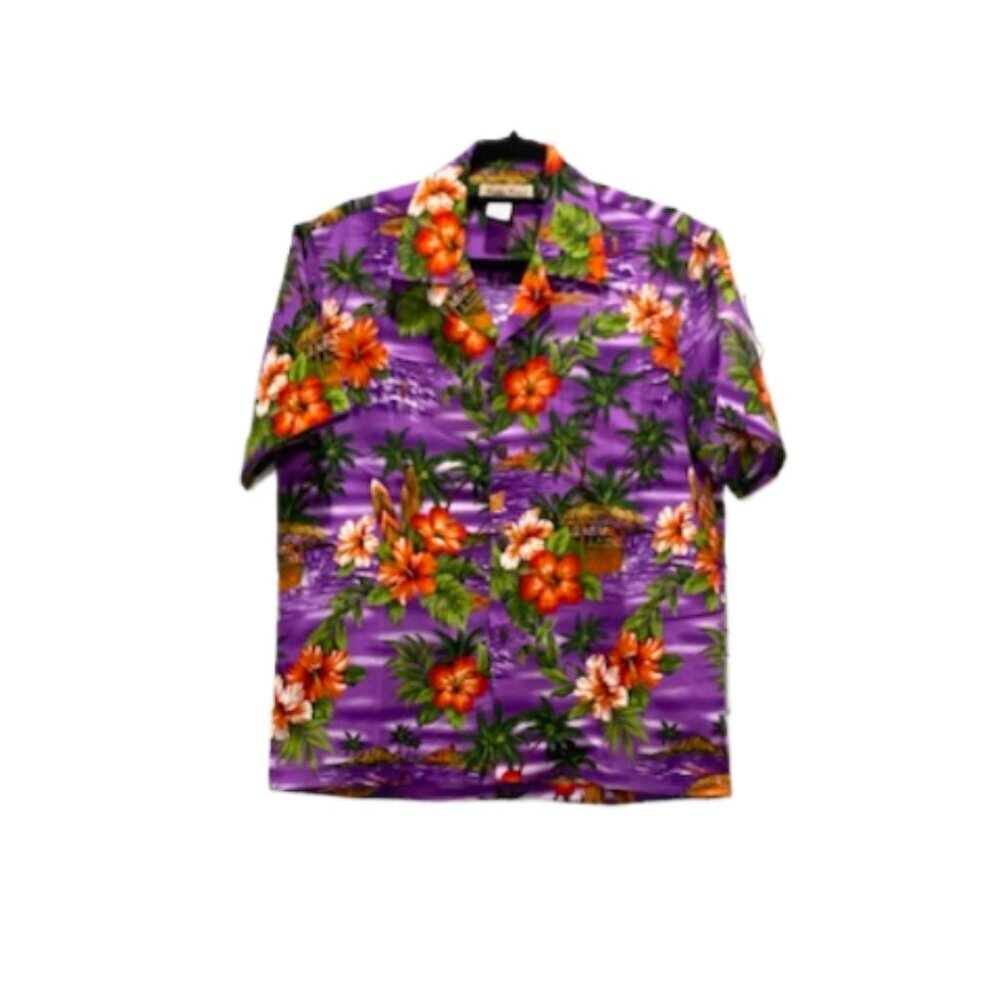 KOKO HEAD HAWAII Hawaiian Shirt Unisex Purple Hibiscus NWOT Generous Adult XS